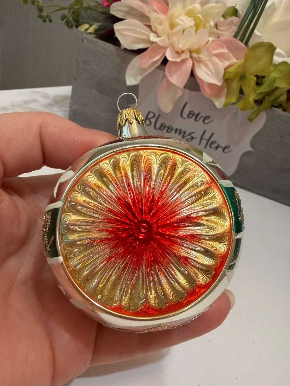 Vintage Kurt Adler Concave Blown Glass Christmas Ornaments in Box